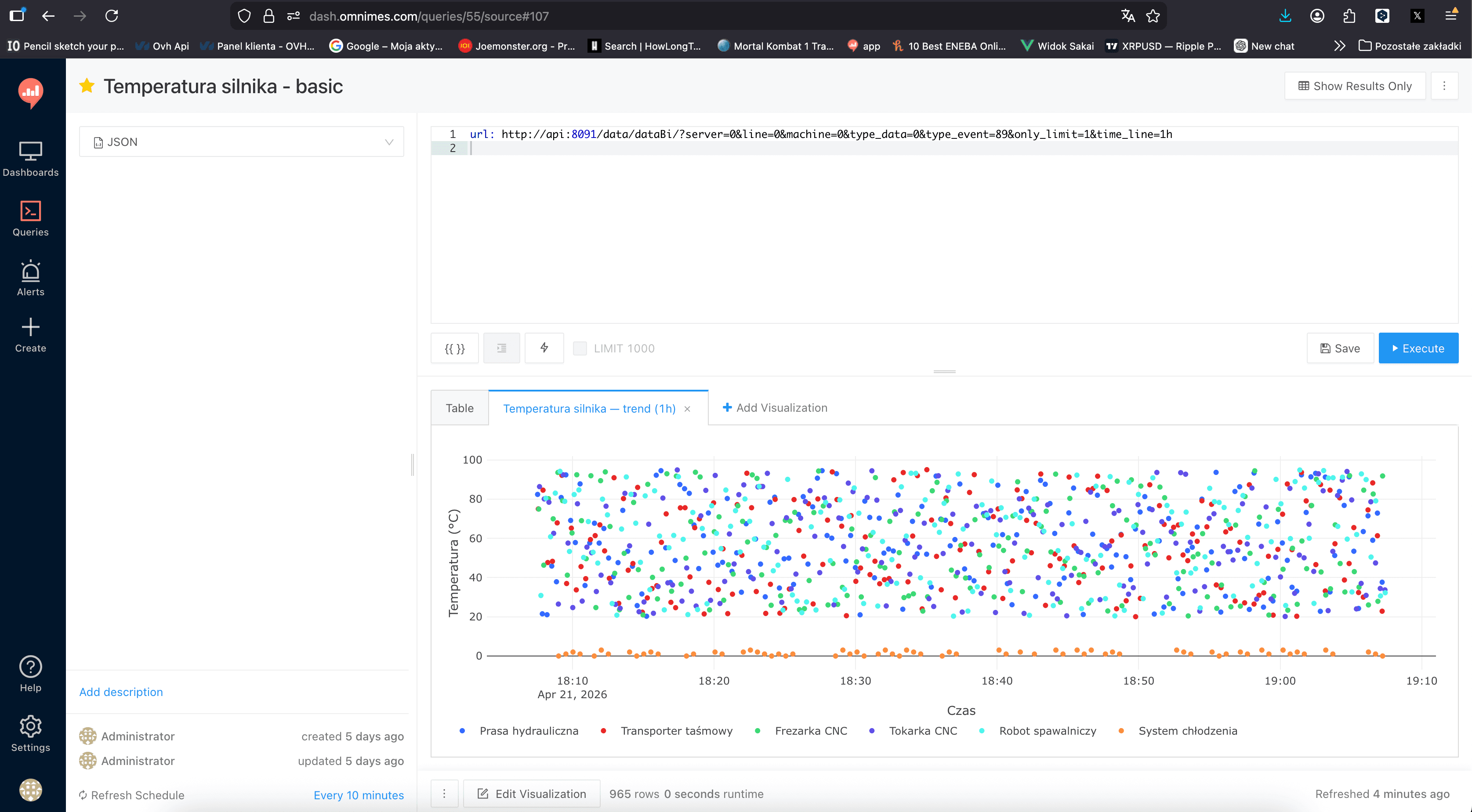 Zapytanie bazowe na REST API OmniMES